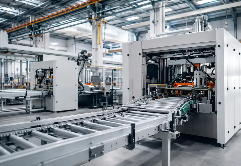 Industrial machinery and production equipment in a modern manufacturing facility